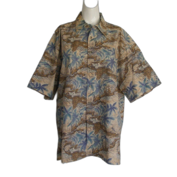 Vintage PIERRE CARDIN Camp shirt, XL, Map all over, Button Front, short sleeves - Picture 7 of 10